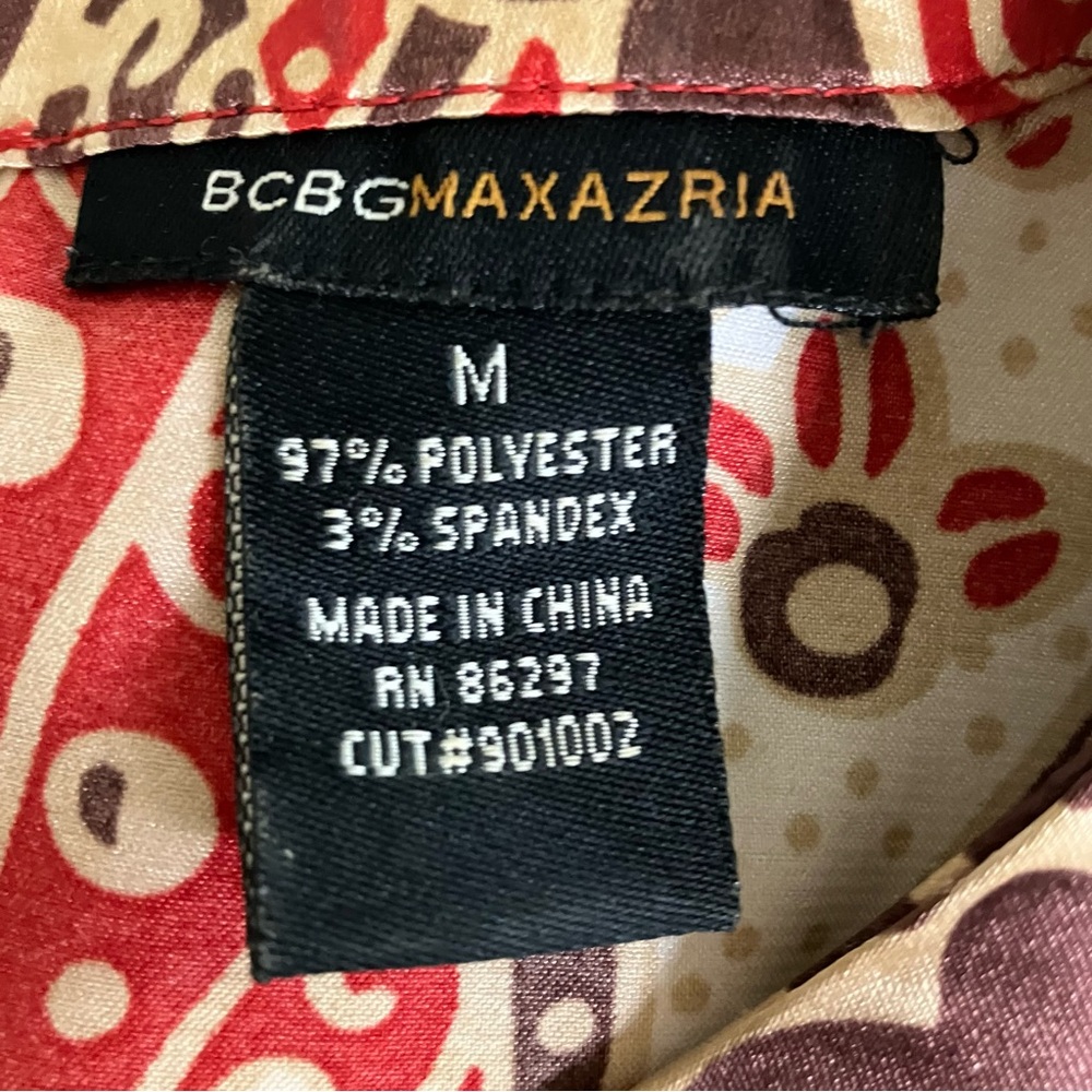 Y2K BCBGMAXAZRIA Floral Blouse Satin Puff Sleeve SZ Medium Whimsical Feminine - Picture 9 of 11